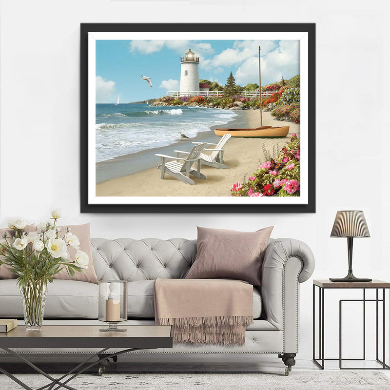 Belles Plage et Mer Broderie Diamant
