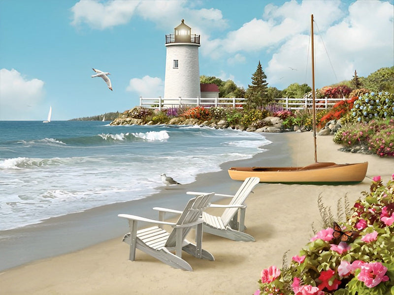 Belles Plage et Mer Broderie Diamant