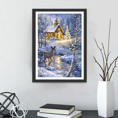 Biche et Cabine au Bois Broderie Diamant