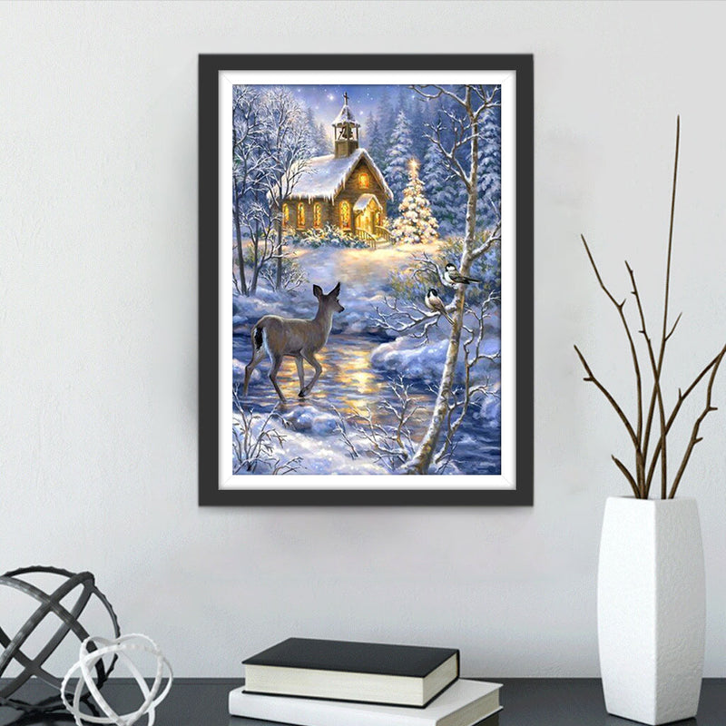 Biche et Cabine au Bois Broderie Diamant