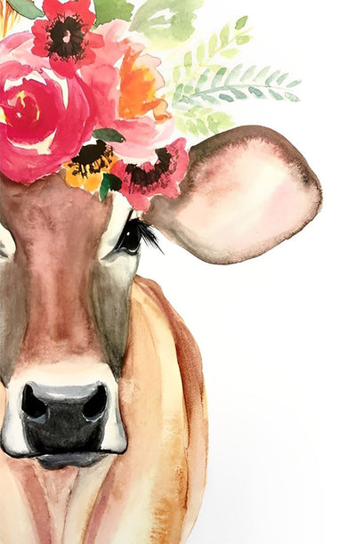 Bœuf Domestique avec des Couronnes des Roses Broderie Diamant