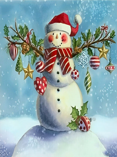 Bonhomme de Neige avec des Branches Broderie Diamant