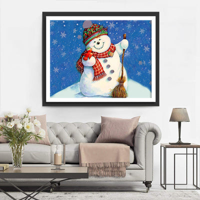 Bonhomme de Neige Déneigeant Broderie Diamant