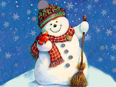 Bonhomme de Neige Déneigeant Broderie Diamant