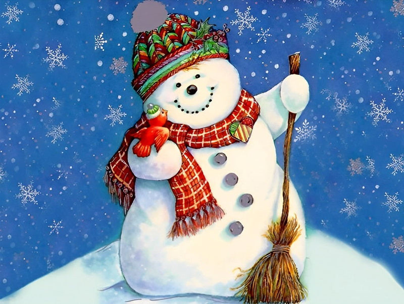 Bonhomme de Neige Déneigeant Broderie Diamant