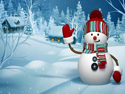 Bonhomme de Neige Disant Bonjour Broderie Diamant