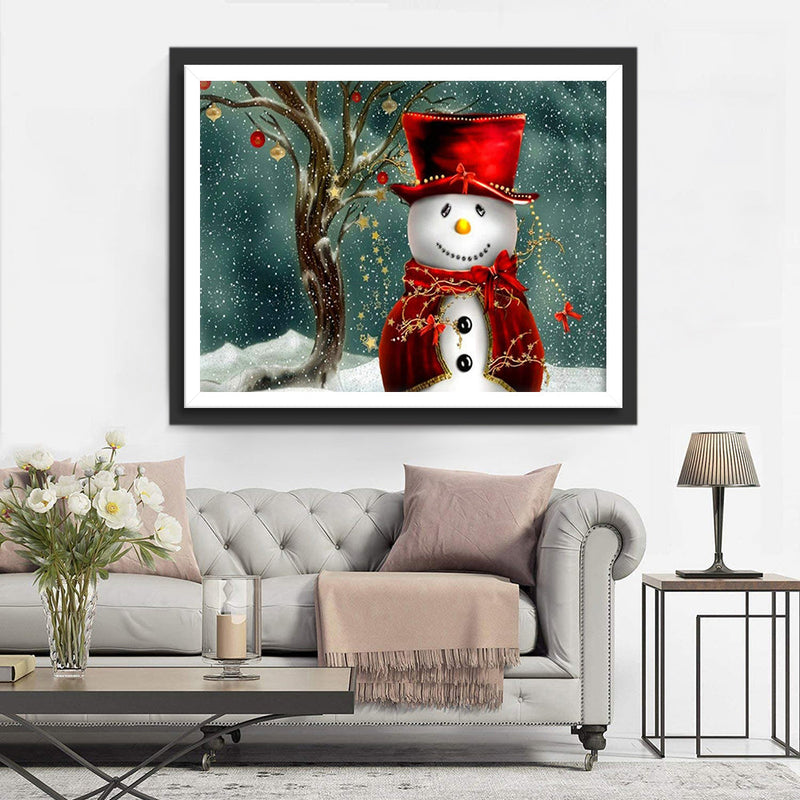 Bonhomme de Neige en Cape Rouge Broderie Diamant