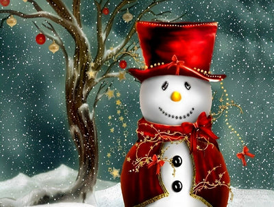Bonhomme de Neige en Cape Rouge Broderie Diamant