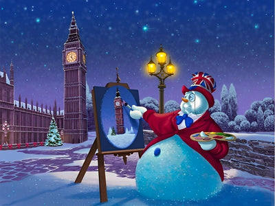 Bonhomme de Neige et Big Ben Broderie Diamant