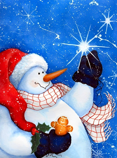 Bonhomme de Neige et Étoile Lumineuse Broderie Diamant