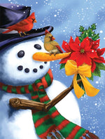 Bonhomme de Neige et Fleurs Rouges Broderie Diamant