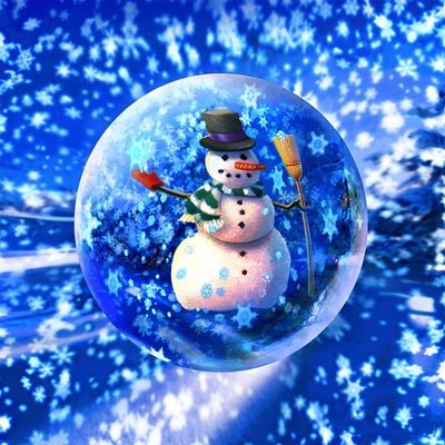 Bonhomme de Neige et le Boule de Crystal Broderie Diamant