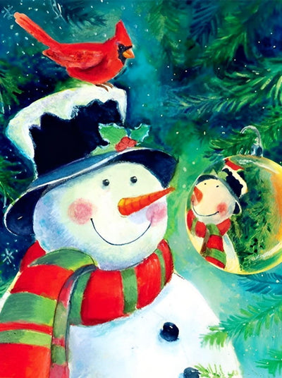 Bonhomme de Neige et le Reflet Broderie Diamant