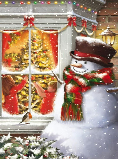 Bonhomme de Neige et les Enfants Jouant Broderie Diamant