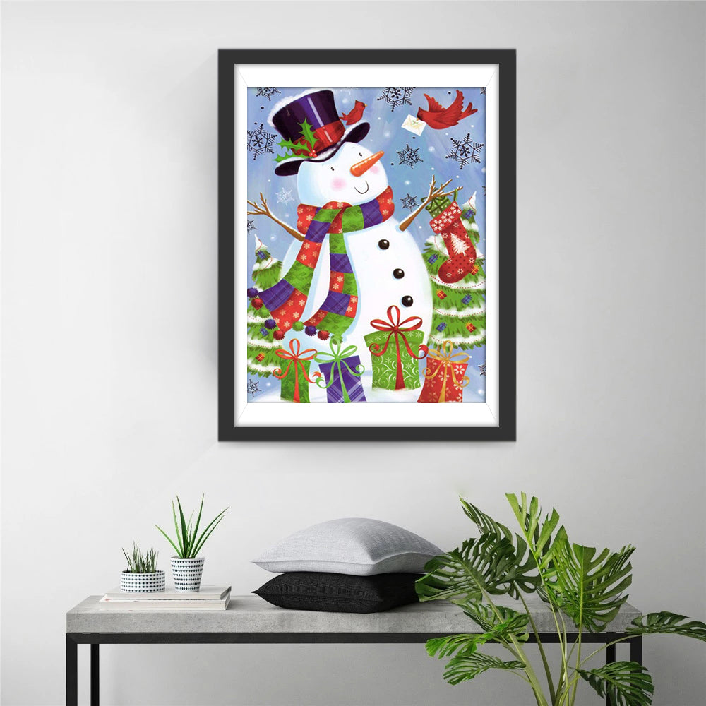 Bonhomme de Neige et Perroquet Rouge Broderie Diamant
