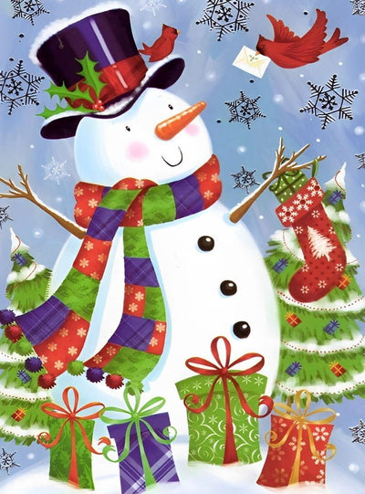 Bonhomme de Neige et Perroquet Rouge Broderie Diamant