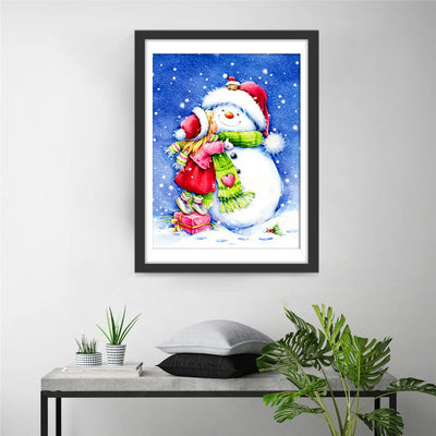 Bonhomme de Neige et Petite Fille Broderie Diamant