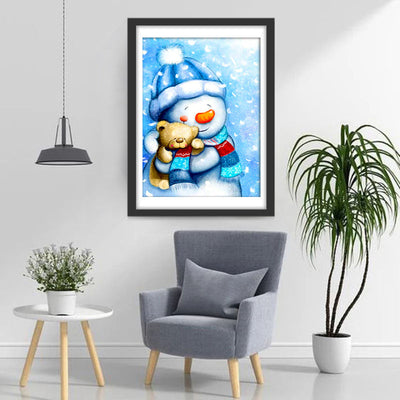 Bonhomme de Neige et Poupée Ours Broderie Diamant