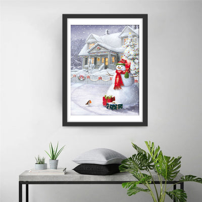 Bonhomme de Neige et Sapin de Noël Broderie Diamant