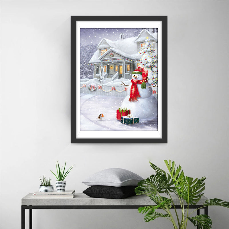 Bonhomme de Neige et Sapin de Noël Broderie Diamant