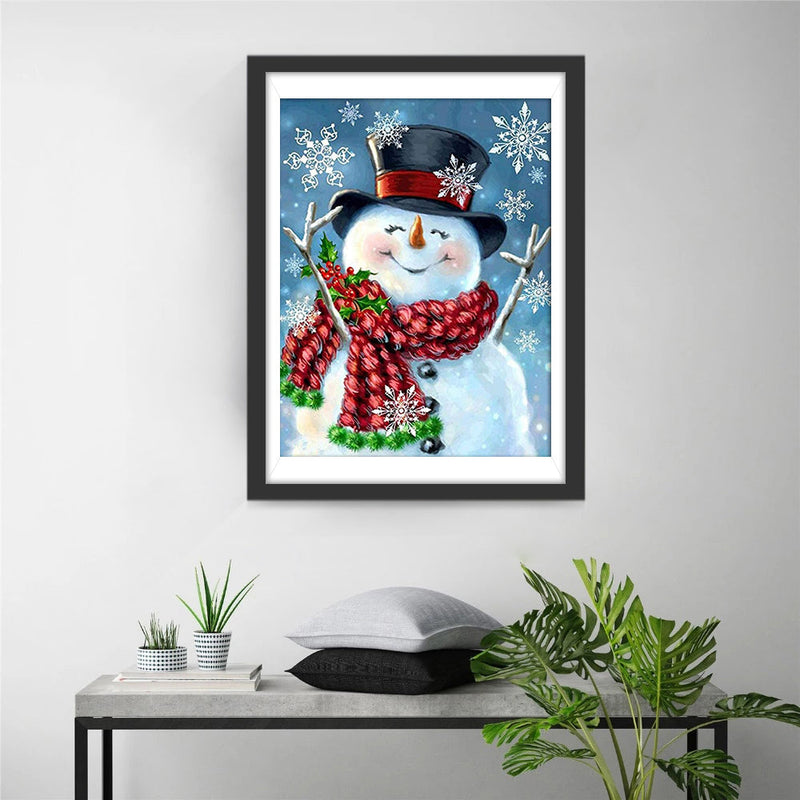 Bonhomme de Neige Heureux Broderie Diamant