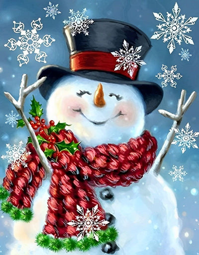 Bonhomme de Neige Heureux Broderie Diamant