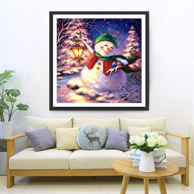 Bonhomme de Neige Souriant Broderie Diamant