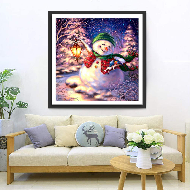 Bonhomme de Neige Souriant Broderie Diamant