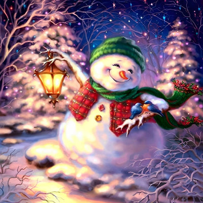 Bonhomme de Neige Souriant Broderie Diamant