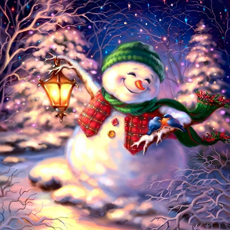 Bonhomme de Neige Souriant Broderie Diamant