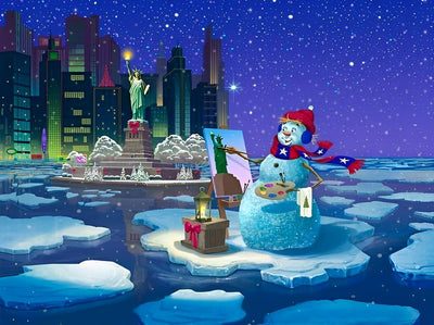 Bonhomme de Neige sur la Banquise Broderie Diamant