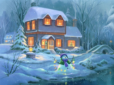 Bonhomme devant la Maison Broderie Diamant