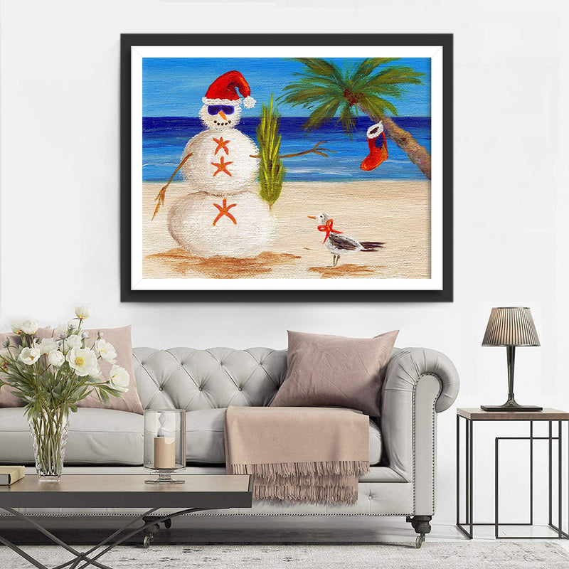 Bonhomme sur la Plage Broderie Diamant