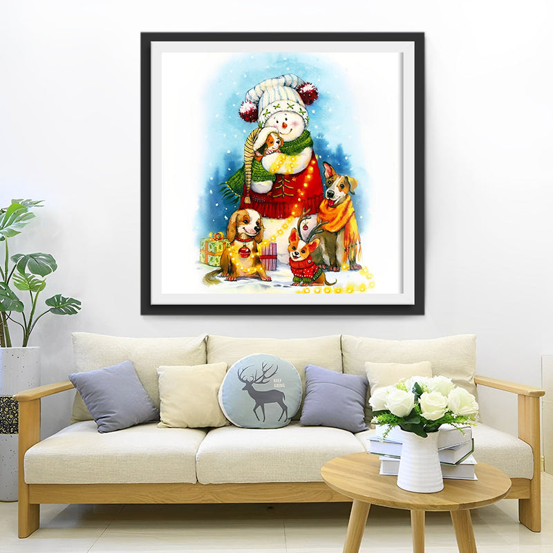 Bonhomme Tenant un Chiot Broderie Diamant