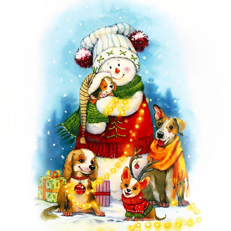 Bonhomme Tenant un Chiot Broderie Diamant