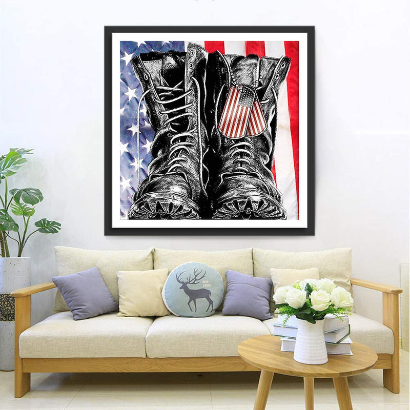 Bottes Militaires Américaines Broderie Diamant