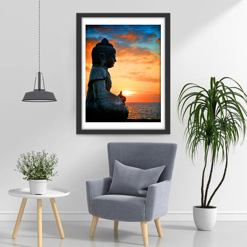 Bouddha au Coucher du Soleil Broderie Diamant