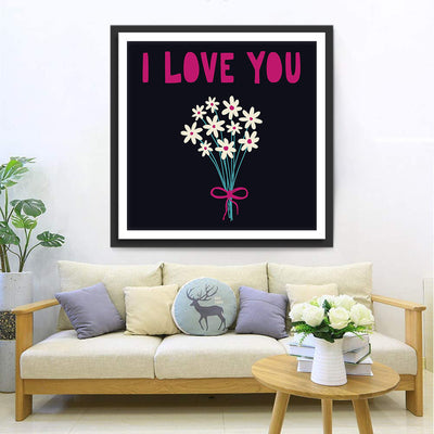 Bouquet de Marguerites Je T'Aime Broderie Diamant