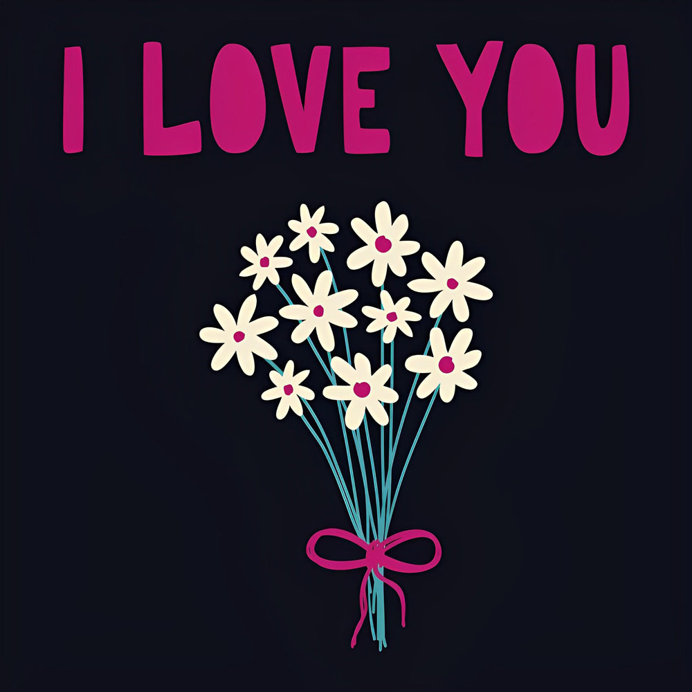 Bouquet de Marguerites Je T'Aime Broderie Diamant