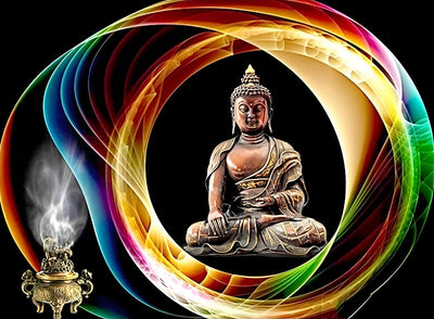 Brûle-Parfum et Statue de Bouddha Broderie Diamant