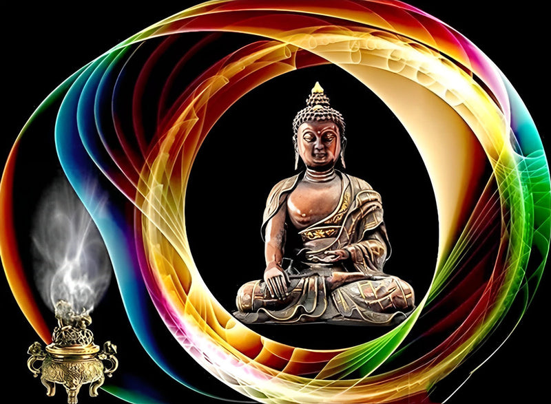 Brûle-Parfum et Statue de Bouddha Broderie Diamant
