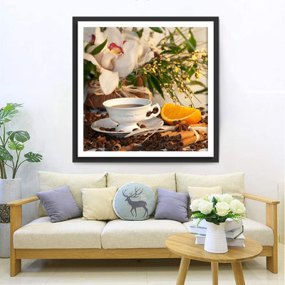 Café et Orange Broderie Diamant