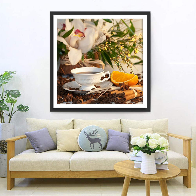 Café et Orange Broderie Diamant