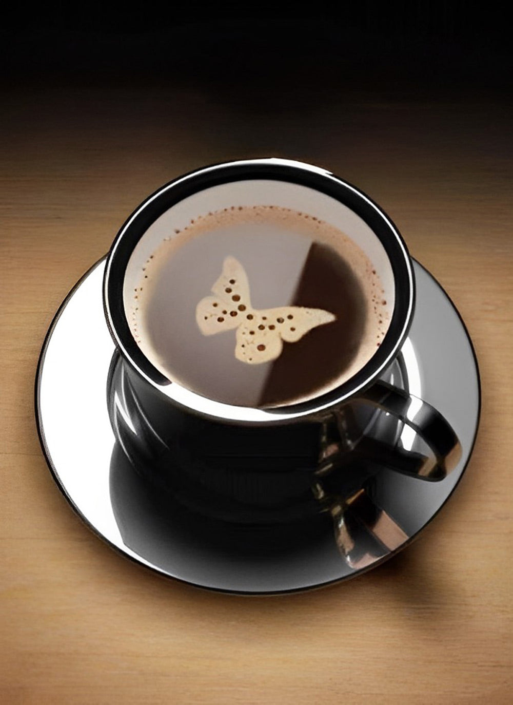 Café et Papillon Broderie Diamant