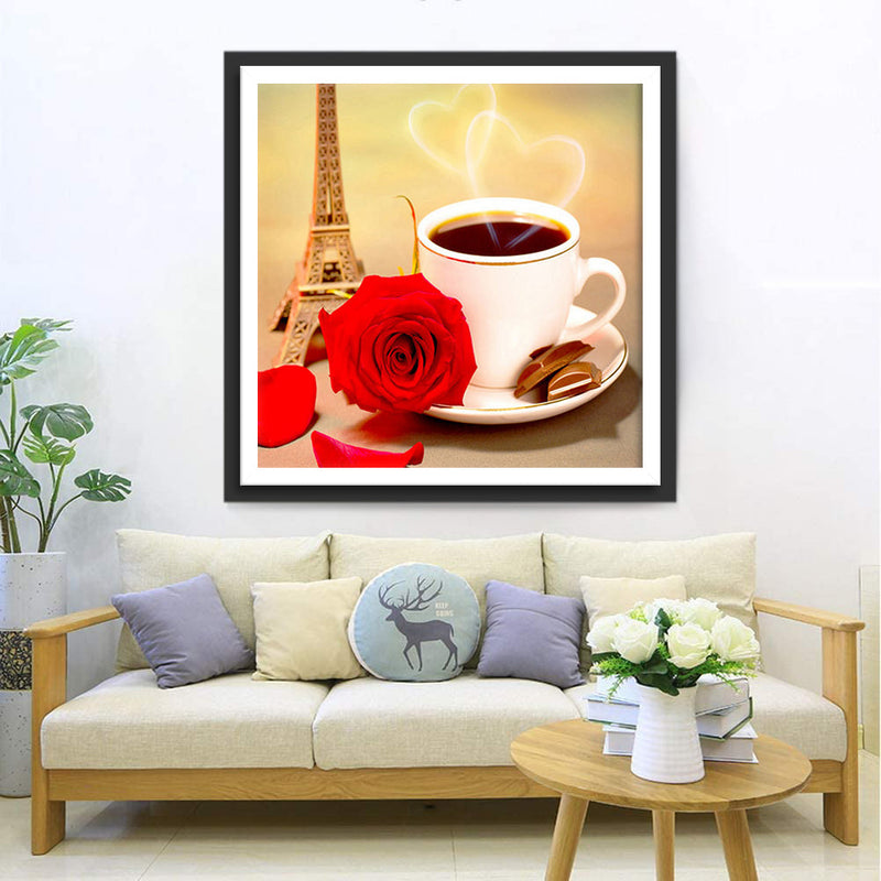 Café et Tour Eiffel Broderie Diamant