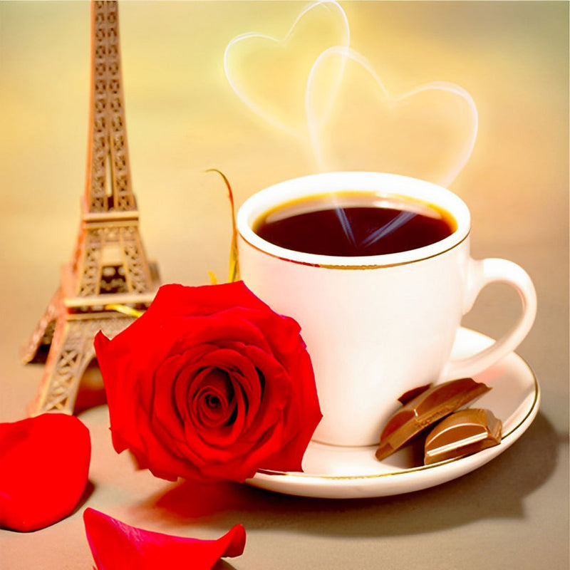 Café et Tour Eiffel Broderie Diamant