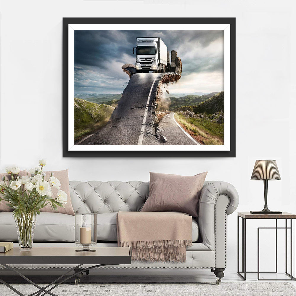 Camion et Autoroute Broderie Diamant