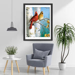 Cardinaux et Bouleaux Broderie Diamant