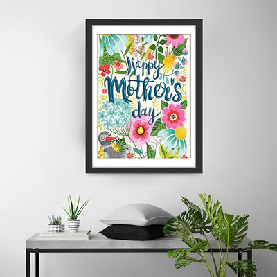 Carte de Fleurs Dessinées pour Fête des Mères Broderie Diamant