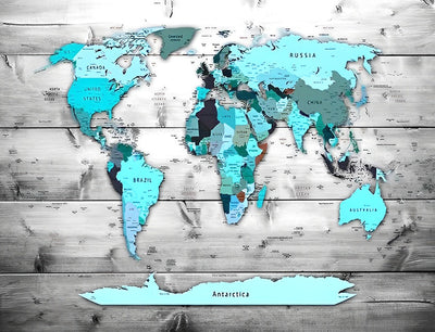 Carte du Monde Bleue Broderie Diamant